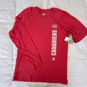 Montreal Canadiens Men’s Red Long Sleeve T Shirt Medium Hockey NHL Spell Out